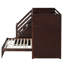 Lit superposé simple au dessus d'un lit double avec escalier de rangement, garde-robe, port USB et lumière-1155507260