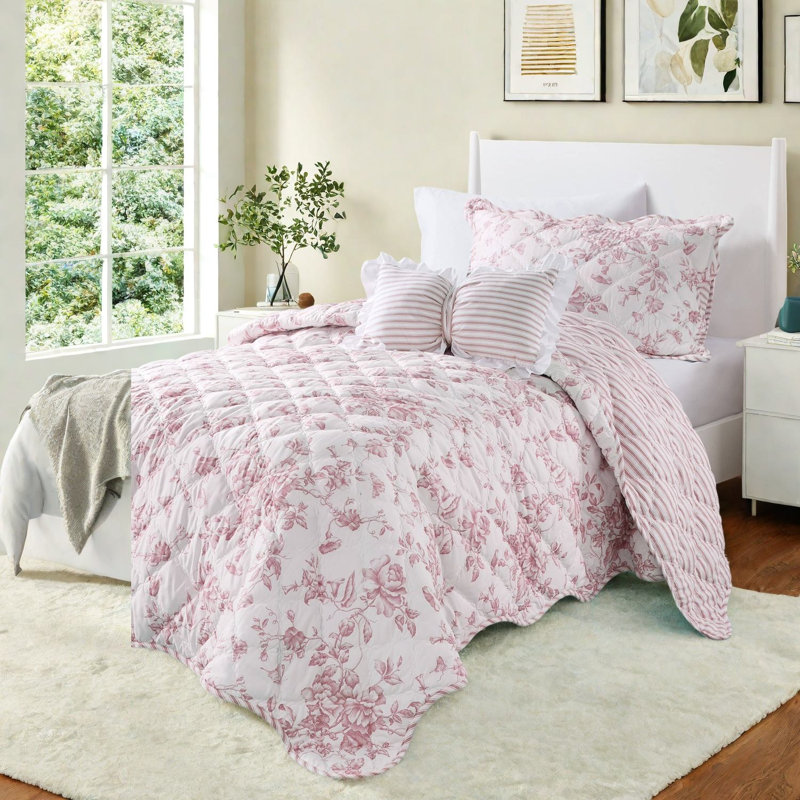 Ensemble de literie réversible, courtepointe florale en polyester TG pour maison moderne