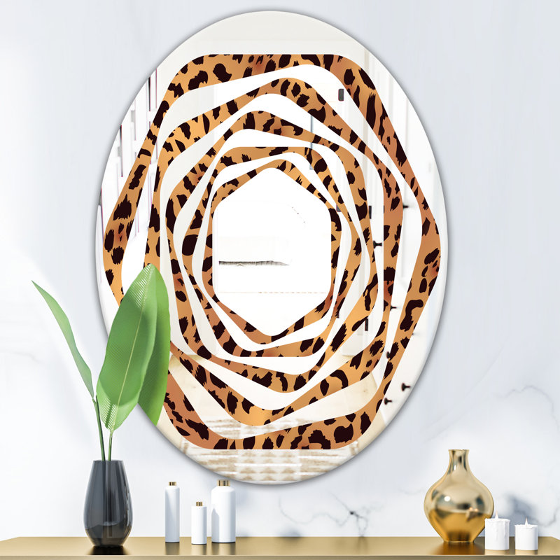 Miroir mural Whirl Foliage Coastal, H 31,5 po x l 23,7 po, Tourbillon de fourrure léopard safari III