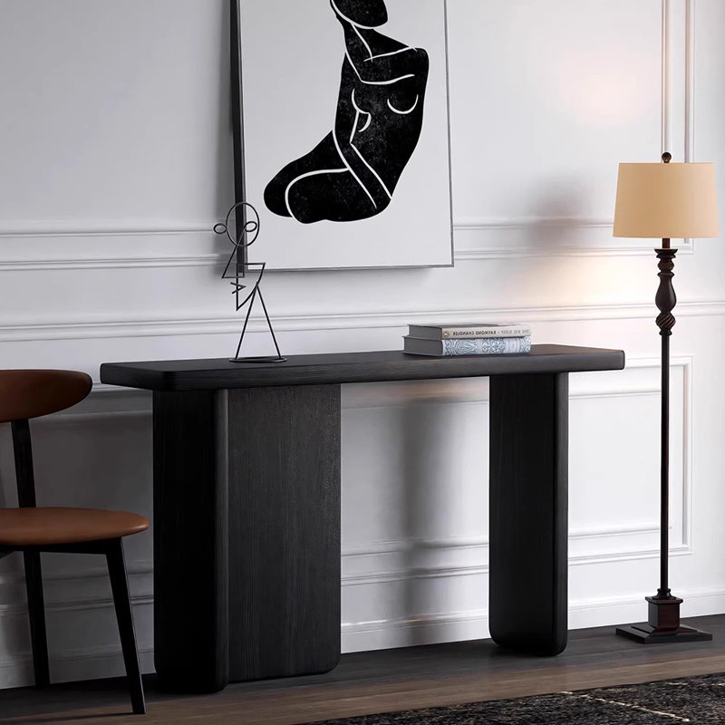 Console en bois massif de style moyen-antique, Noir