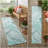2' X 8' Teal and Gray Abstract Washable Non Skid Indoor Outdoor Runner Rug