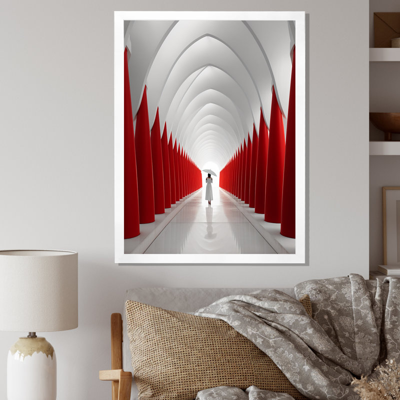 «Red White Path to the Dream», reproduction sur toile, H 32 po x l 24 po x P 1 po, Cadre simple blanc