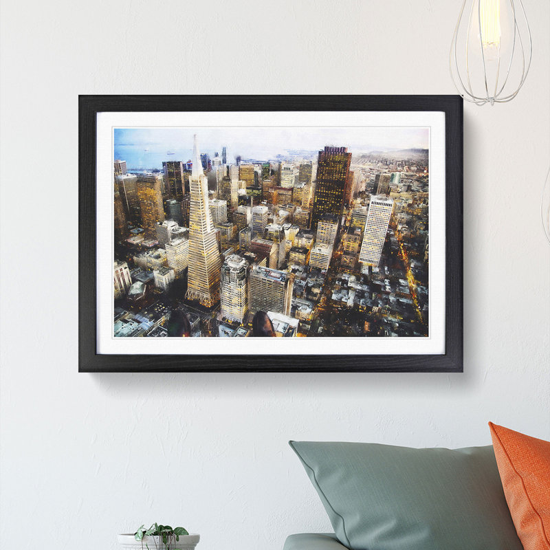 The San Francisco Skyline - Single Picture Frame Painting on MDF, Black Framed, 24cm H x 33cm W x 2cm D