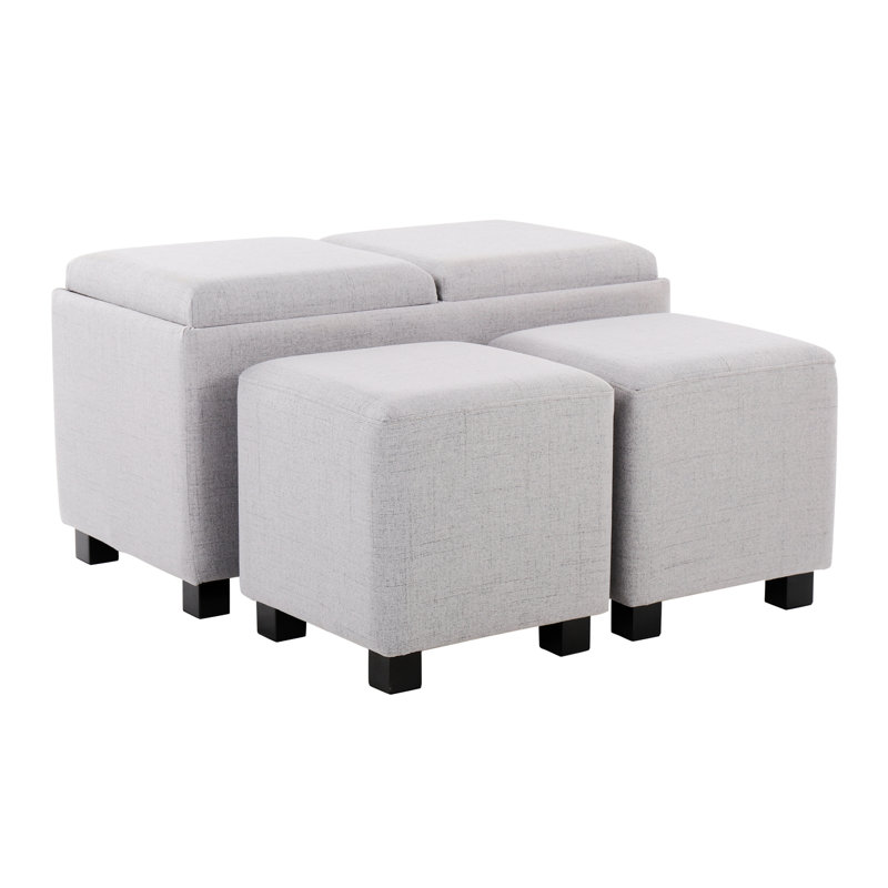 Repose-pieds avec rangement 17 po Callaham, Polyester gris