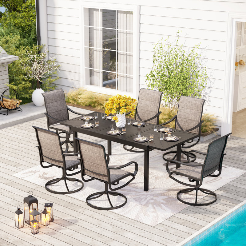 Argyri 6 - Person Patio Dining Set with Extendable Rectangular Table
