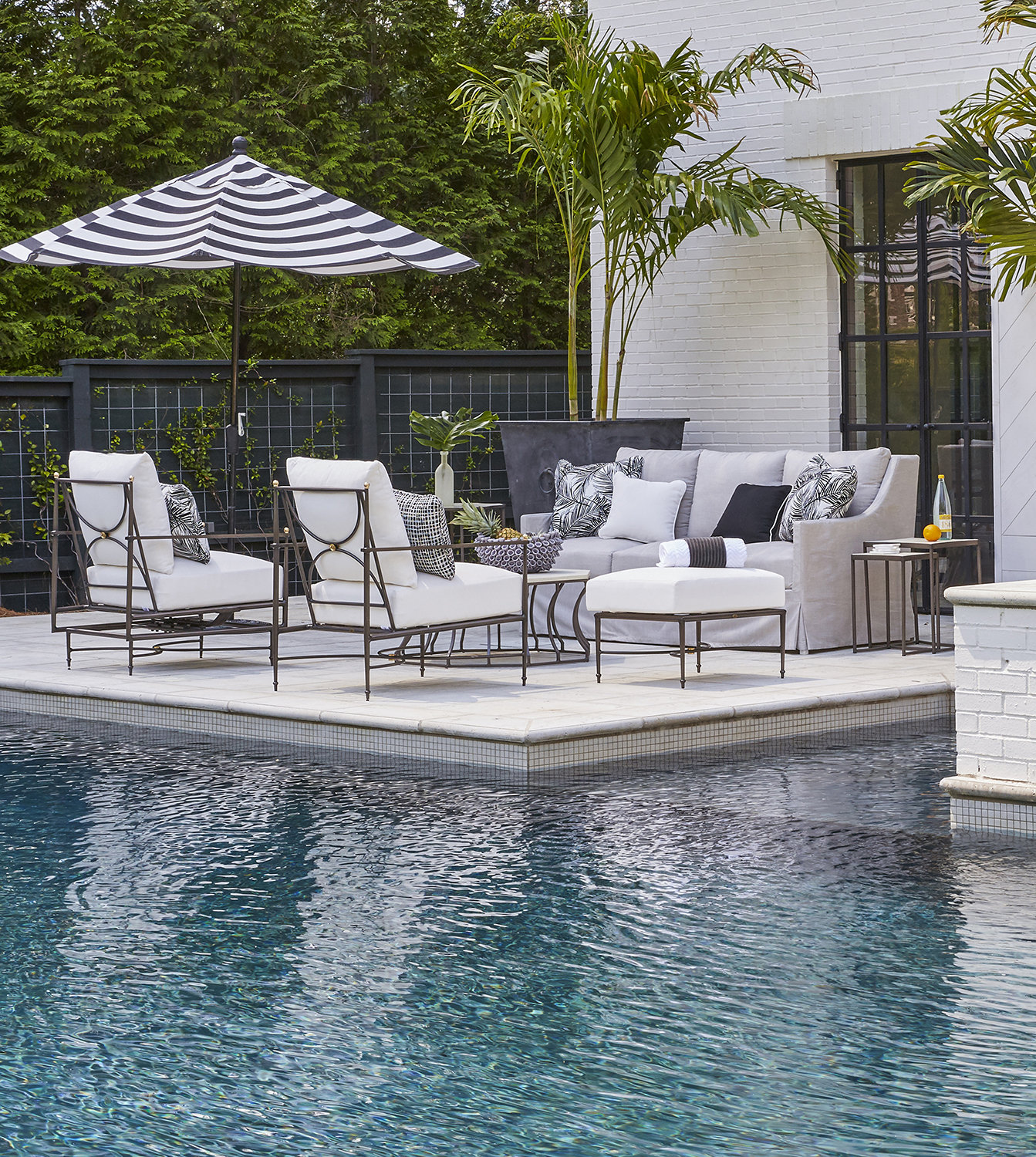 Roma Sunbrella® Patio Lounge Chair, Welt, Natural White