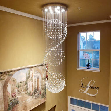 3Pcs Crystal Chandelier Lighting Adjustable Hanging Lamp Pendant Light  Fixture