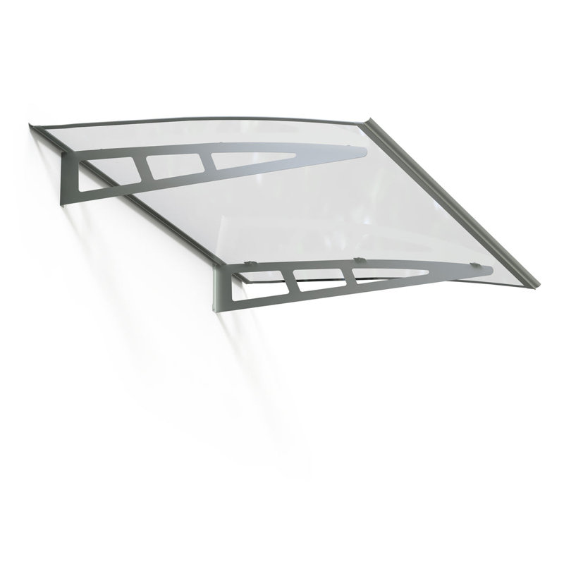 Metal Awning Canopy for Window Door Clear Premium Quality Crystal Polycarbonate Solid Panel Silver Brackets Overhang Poarch Awning 32"Dx40"W