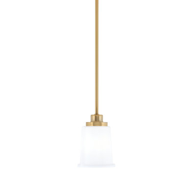Alirra Mini Pendant, New Age Brass, 5.25" White Opal Glass