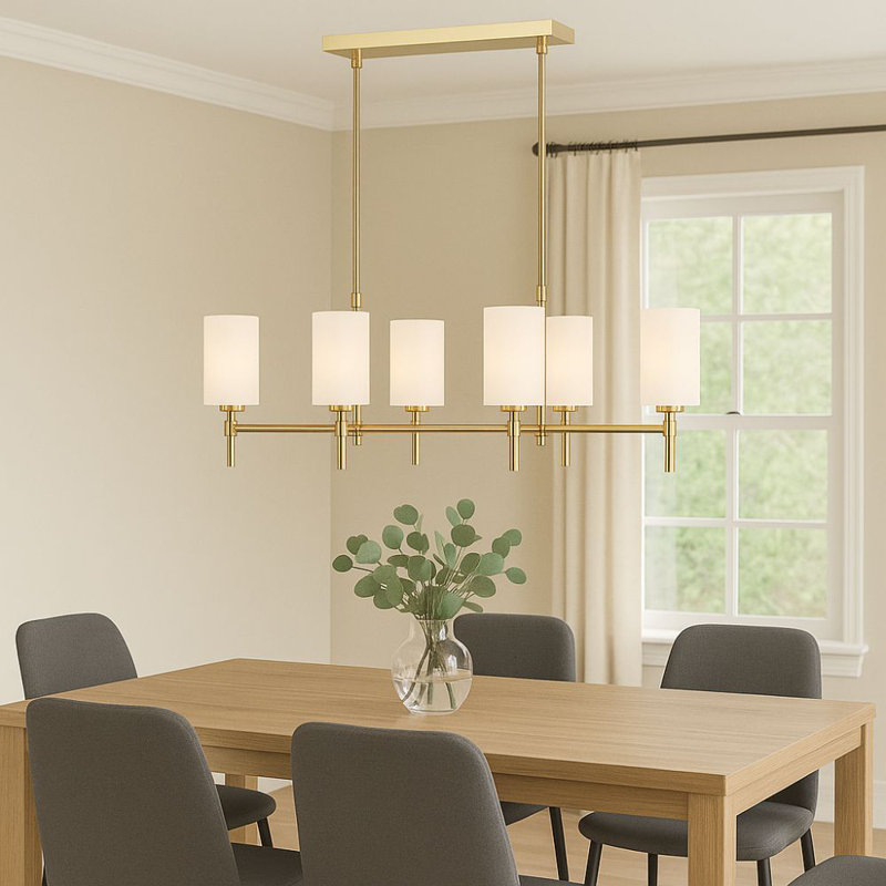 Wexton 6-Light 12.63” Wide Chandelier, Opal White, Plated Gold