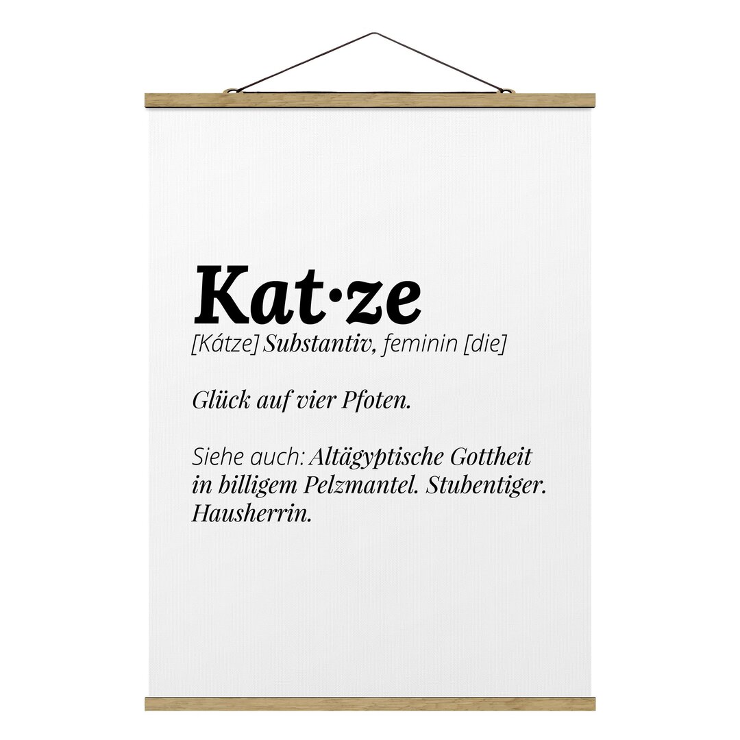 Stoffbild Mit Posterleisten - Die Definition Von Katze - Hochformat 4:3