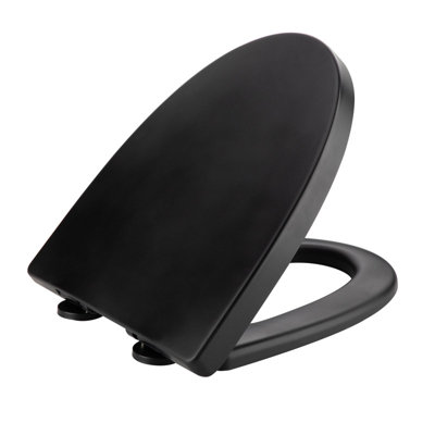 Turner Elongated Toilet Seat in Matte Black, Soft-Close & Quick-Release, UF Material