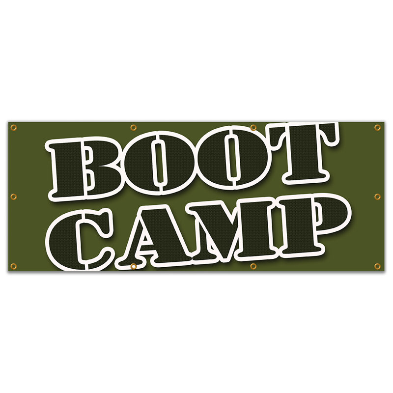 BOOT CAMP Bannière signée, H 36 po x l 96 x 0,1 po