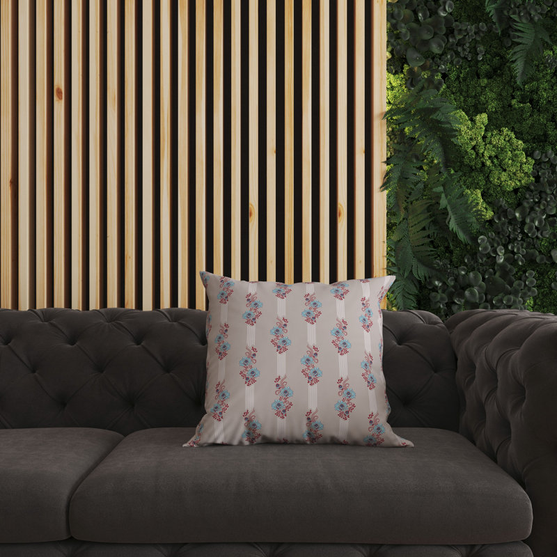 Oreiller réversible floral intérieur / extérieur Floral Luminosité, H 26 po x l 26 po, Floral rouge / bleu