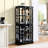 Antique Display Cabinet With Black Glass, Adjustable Shelves, Base, And Complementary Bulb For Hallway Cherry Glass Doors, Shelving, - Proof Construction, Included E26 Interior Design-121111251