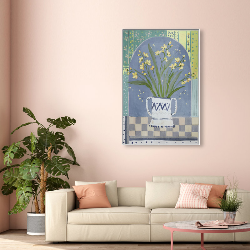 Daylilies In A Vase Print by Oliver Gal, 37"H x 25"W, White Floater Frame