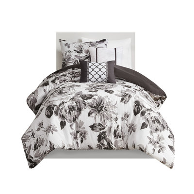 Luxury Floral Bedding Sets, Ultra-soft Polyester Comforter, Elegant Black & White Design For Twin Xl Beds