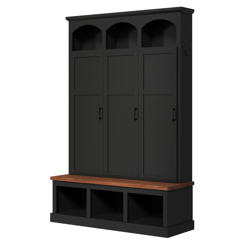 Classic All-In-One Hall Tree With 7 Hooks, Black
