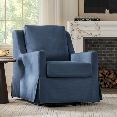 Chaise berçante pivotante en duvet et mélange de coussins 30 po Lillie