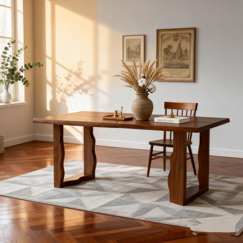 Table de bureau en bois massif de 63 pouces pour 6 personnes, table de réunion de ferme, bureau professionnel pour bureau à domicile et studio de création