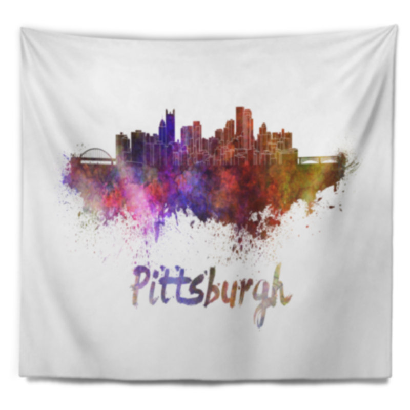 Tapisserie de skyline de pittsburgh Cityscape, H 32 po x l 39 po