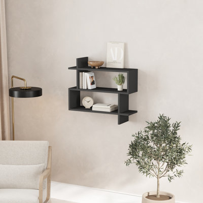 Argonaut Modern Wall-Mounted 2-Tier Floating Bookshelf