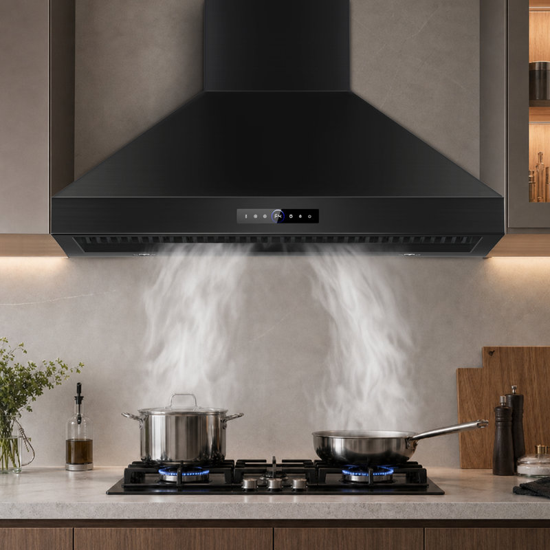 Hotte de cuisine 48 pouces avec hotte de cuisine murale en acier inoxydable à 4 vitesses avec contrôle tactile et détection de geste