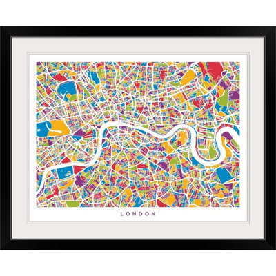 " London England Street Map, Colorful " by Michael Tompsett