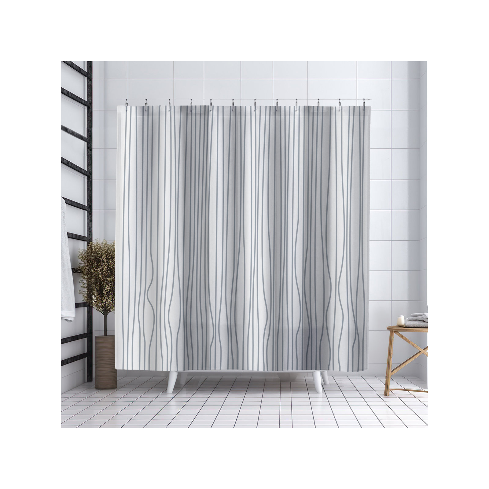 Coco Polyester Shower Curtain, Gray