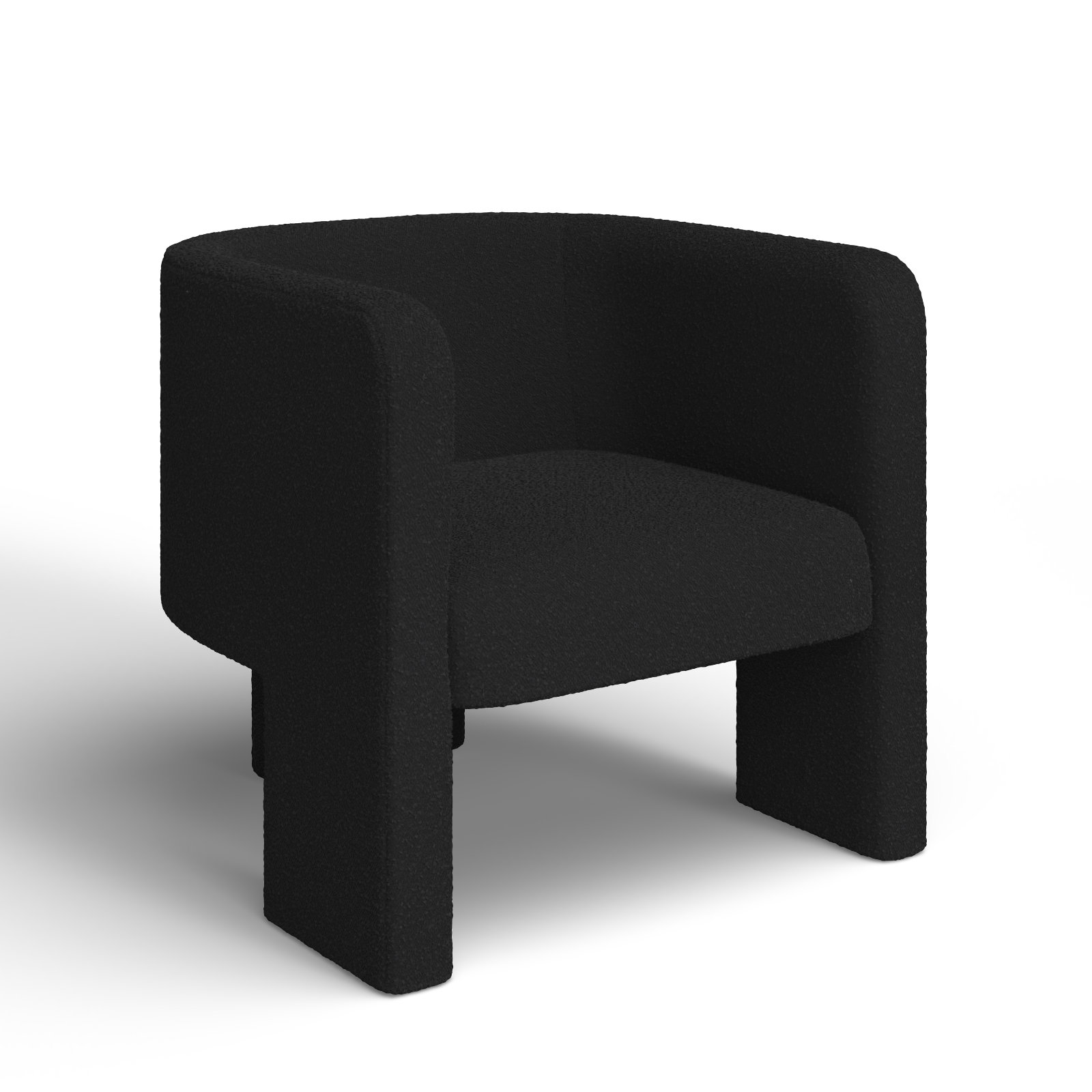 Ellum Linen Barrel Chair, Black Faux Lambs Wool