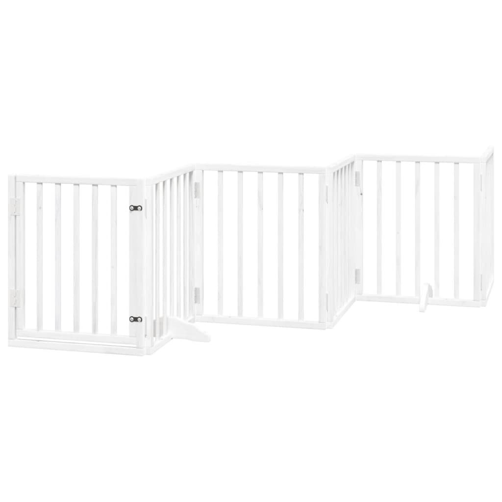 Archie & Oscar Dog Gate With Door Foldable 15 Panels White 750 Cm Poplar Wood