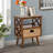 Bhatri Mid-Century Solid Hardwood X-Side End Table with Storage Shelf and Wicker Basket, Walnut-1696635901