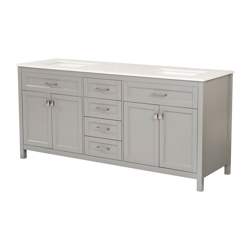 Meuble-lavabo double l 72 po x P 22 po x H 41 po, Gris