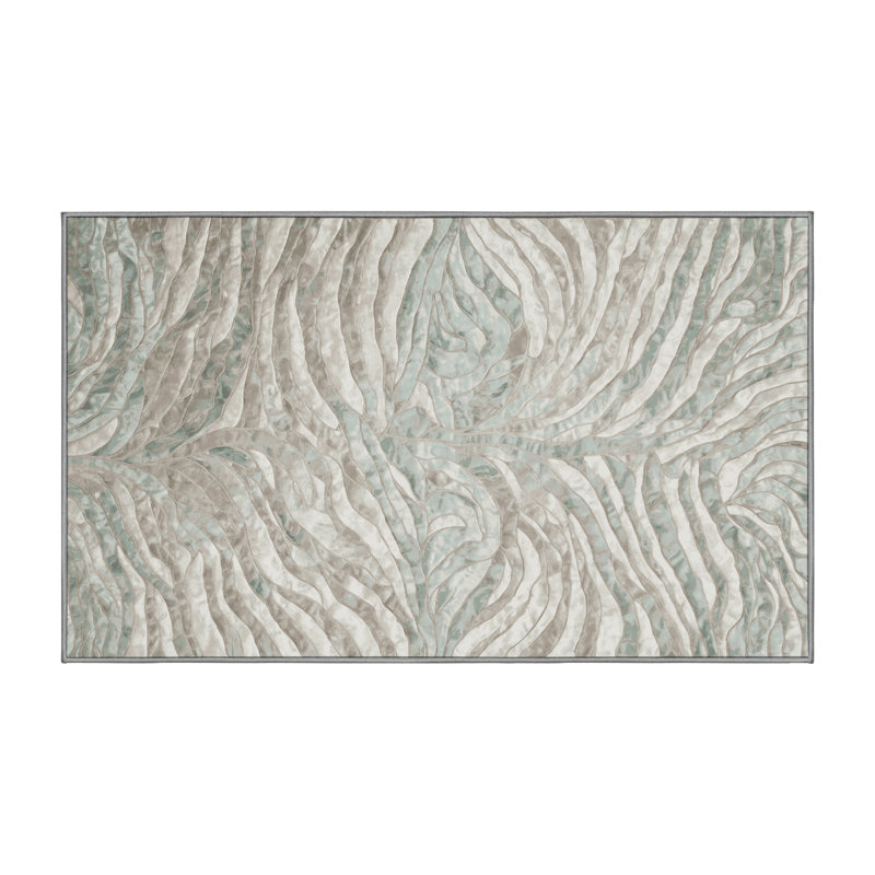 Machine Washable Gray Area Rug, Rectangle 3' x 5'