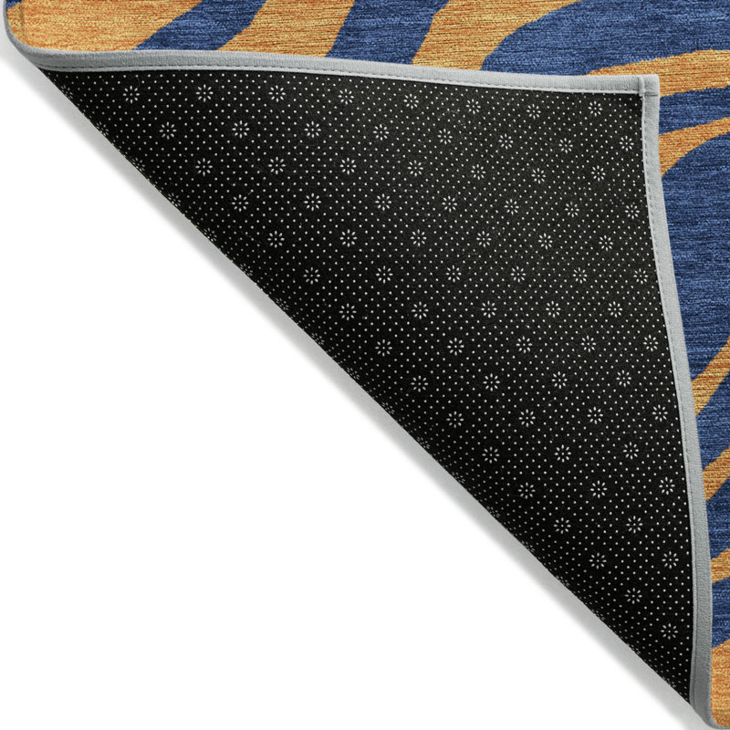 Tapis d'extérieur lavable à imprimé animal bleu marine et rose 10 pi x 14 pi