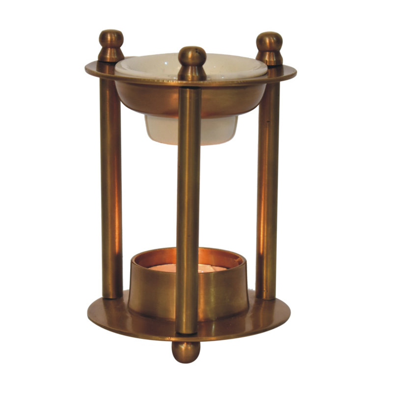 11.5cm Brass Tabletop Tealight Holder with Candle Included