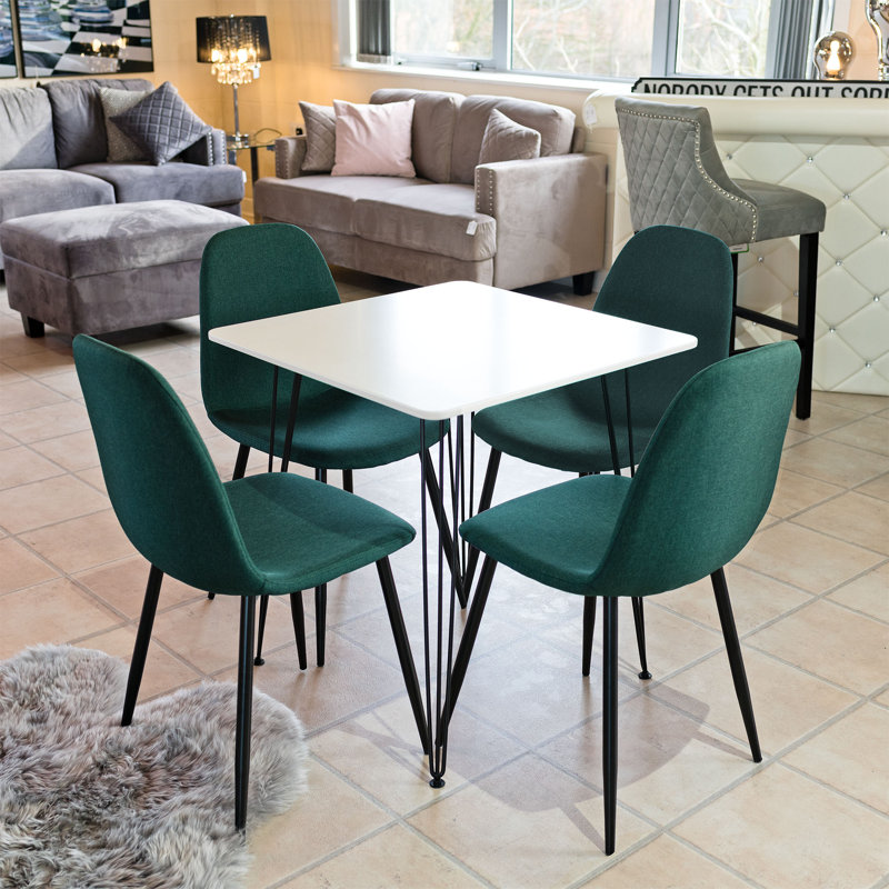 Berrier 4 - Person Dining Set, Green, White