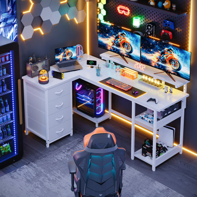 Modular L-Shaped Steel Computer Desk