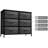 Sorbus 6 Drawers Dresser with Steel Frame, Wood Top, Fabric Bins in Rustic-1486721172
