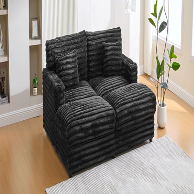 Très grand canapé-lit double de 82 po avec deux coussins, ports USB et porte-gobelets pour le salon