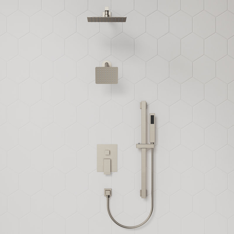 Robinet de douche mural à haute pression, système de pomme de douche double avec douche à main, Nickel brossé