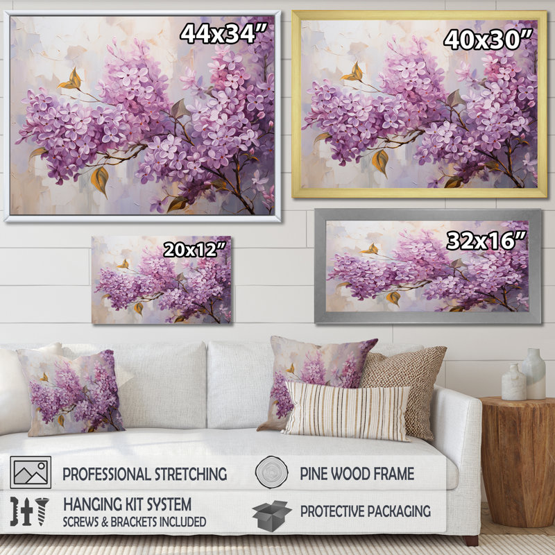 Pastel Lilac Dreams VI sur impression sur toile, H 16 po x l 32 po x P 1 po, Cadre naturel flottant