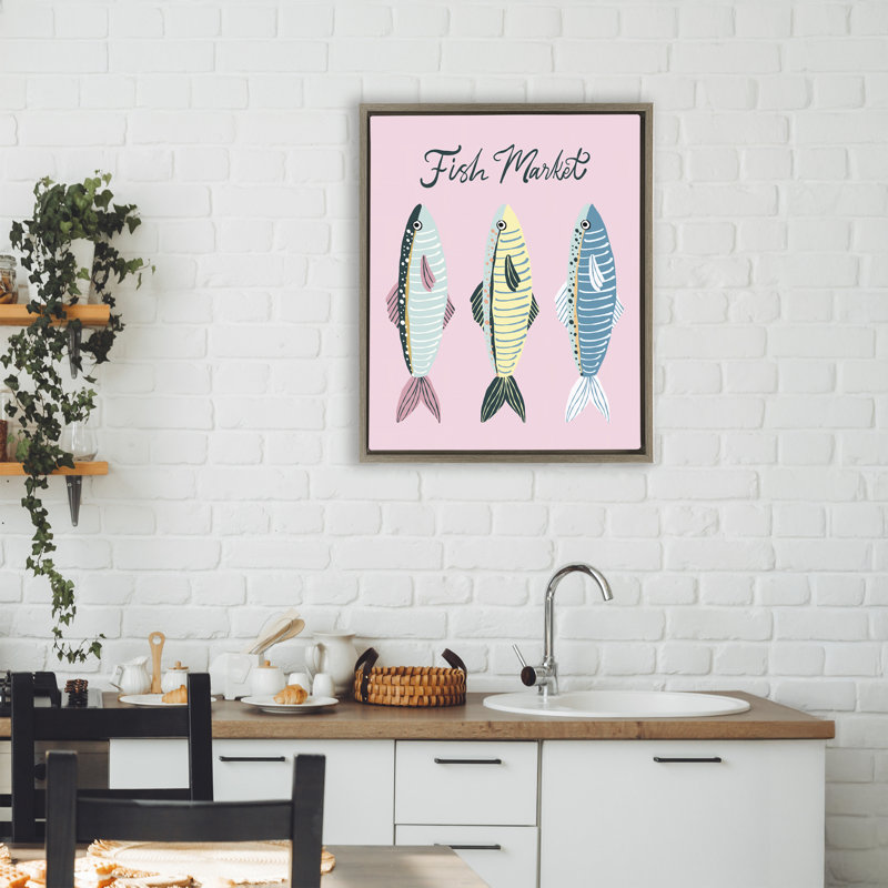 Cadre flottant Quirky Coastal Fish Market, design par Hey Bre! Creative Studio, H 21 po x l 17 po