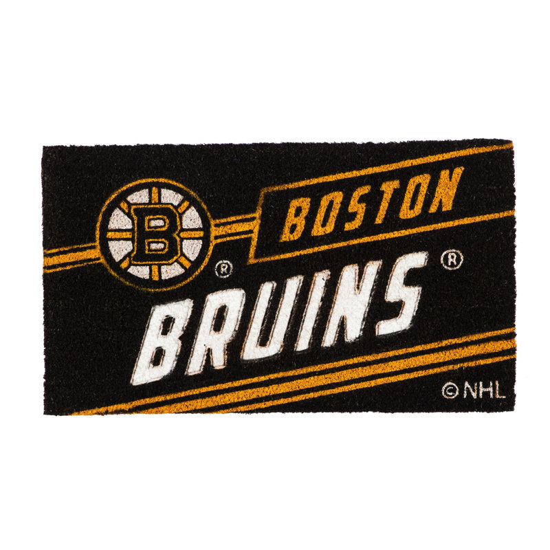 NCAA Coir Punch 28 po x 16 po Tapis de porte antidérapant pour l'extérieur, Boston Bruins