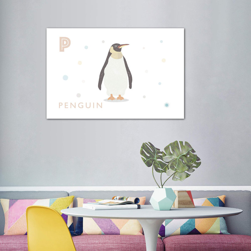 Pingouin - reproduction d'impression, H 40 po x l 60 po x 1,5 po, Toile tendue, Pas de tapis