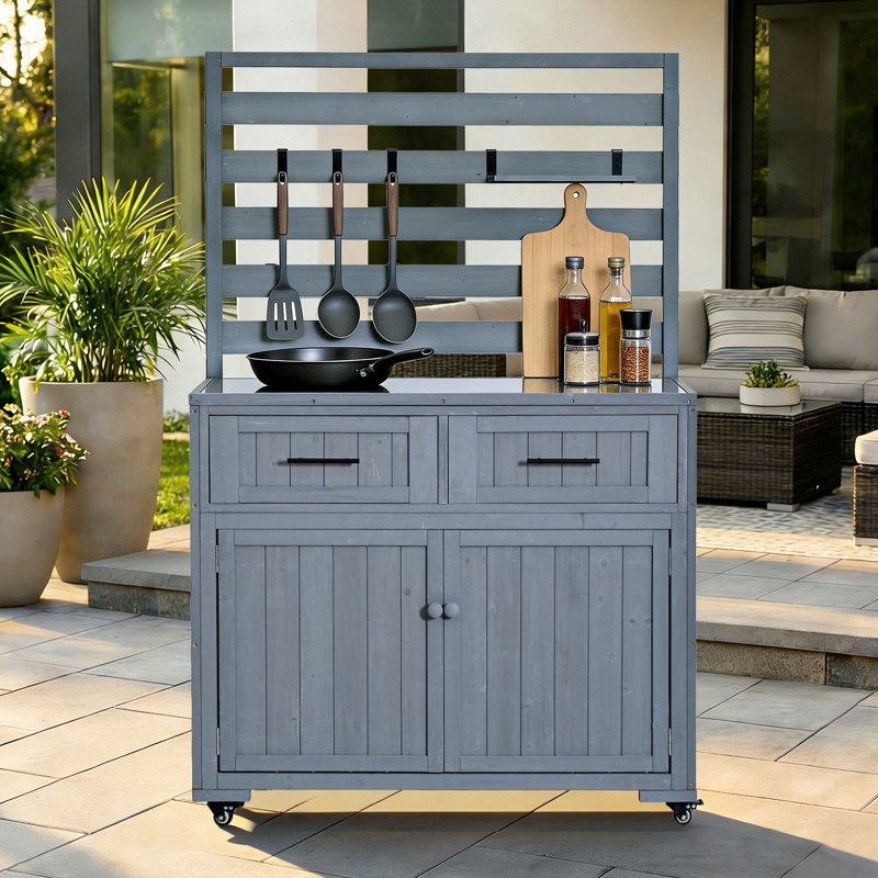 Îlot de cuisine 64,9 po H, Gris