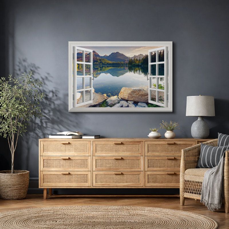 «Aesthetic Green Peaceful Lake, H 32 po x l 48 po x P 1,5 po