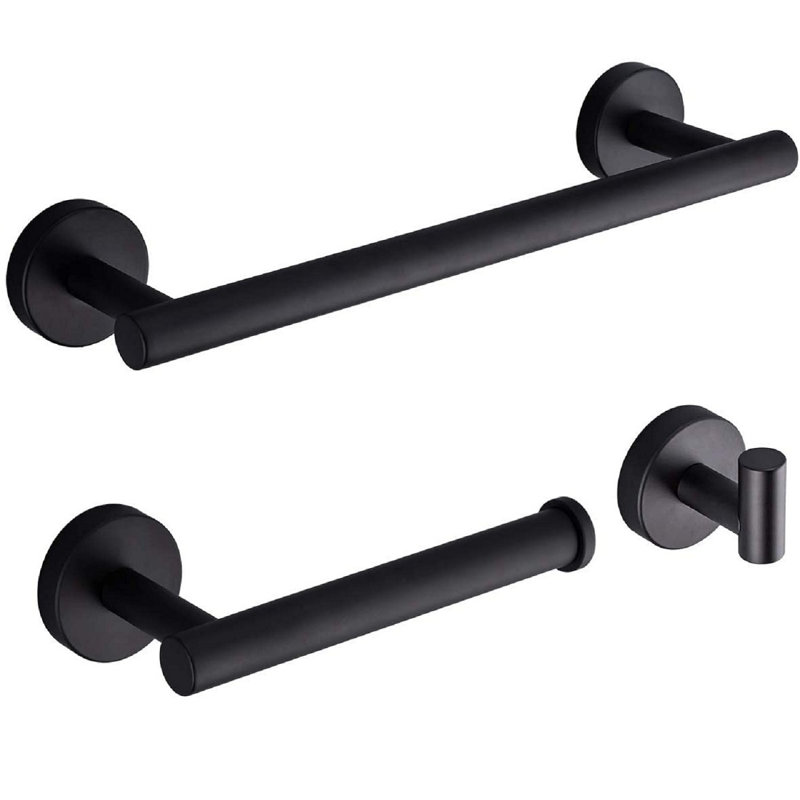 Ensemble de quincaillerie de salle de bain 3 pièces, Noir mat