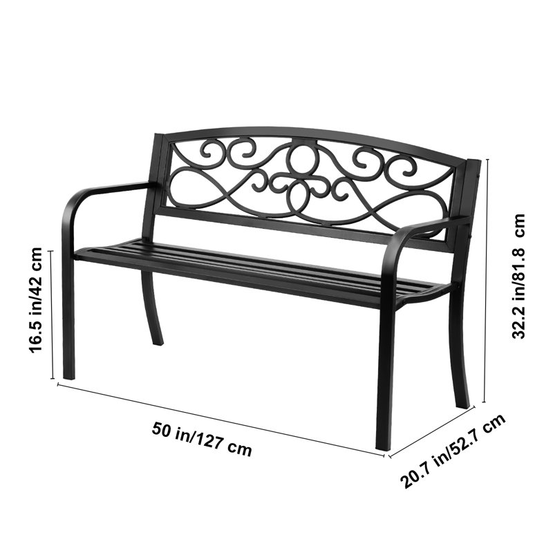VEVOR 50" Gray Metal Outdoor Garden Bench