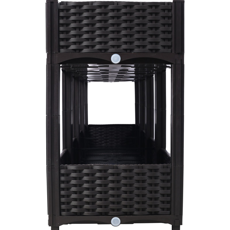 27.7" High Polypropylene Raised Planter: 63"X15.7" With Drainage For Outdoor Herb, Flower, And Vegetable Beds, Brown Garden Bed Outdoors: 63" Length, 15.7" Width, Height, Flower & Herb Gardens,